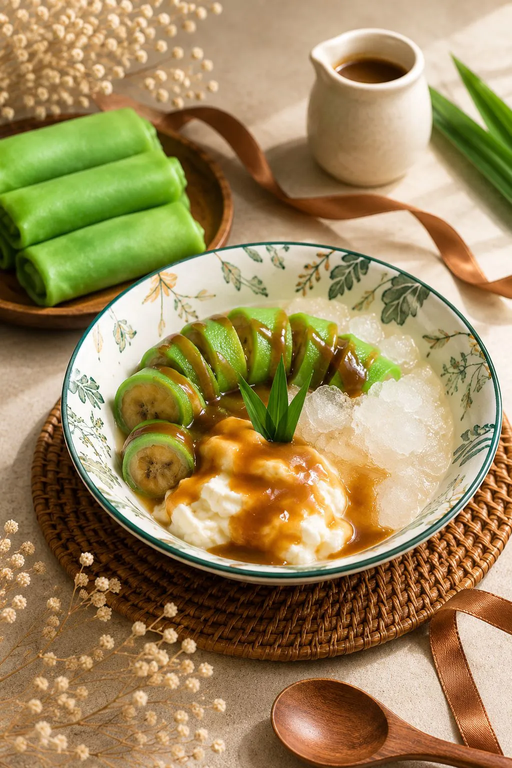 Caramel Pisang Ijo Ice Dessert